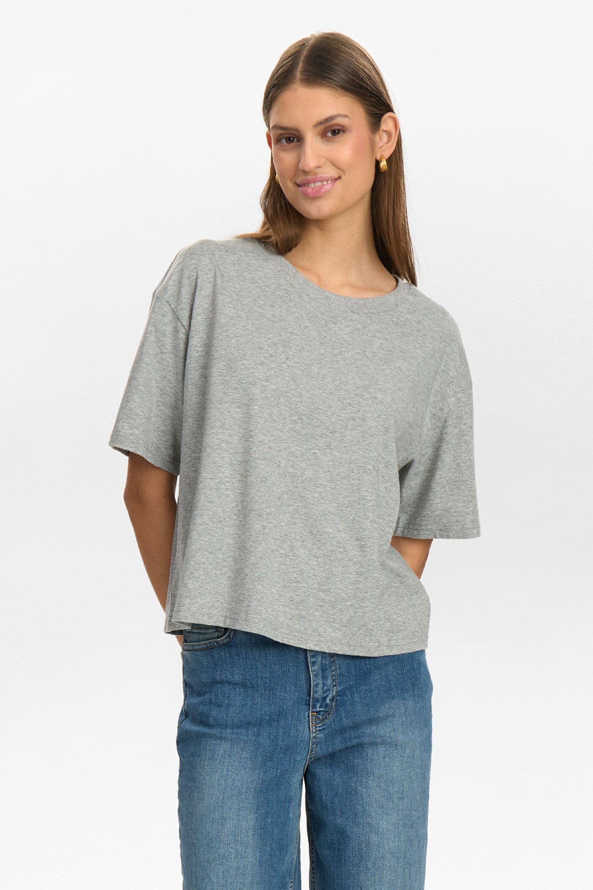 NUHUBY T-SHIRT - Medium Grey mel