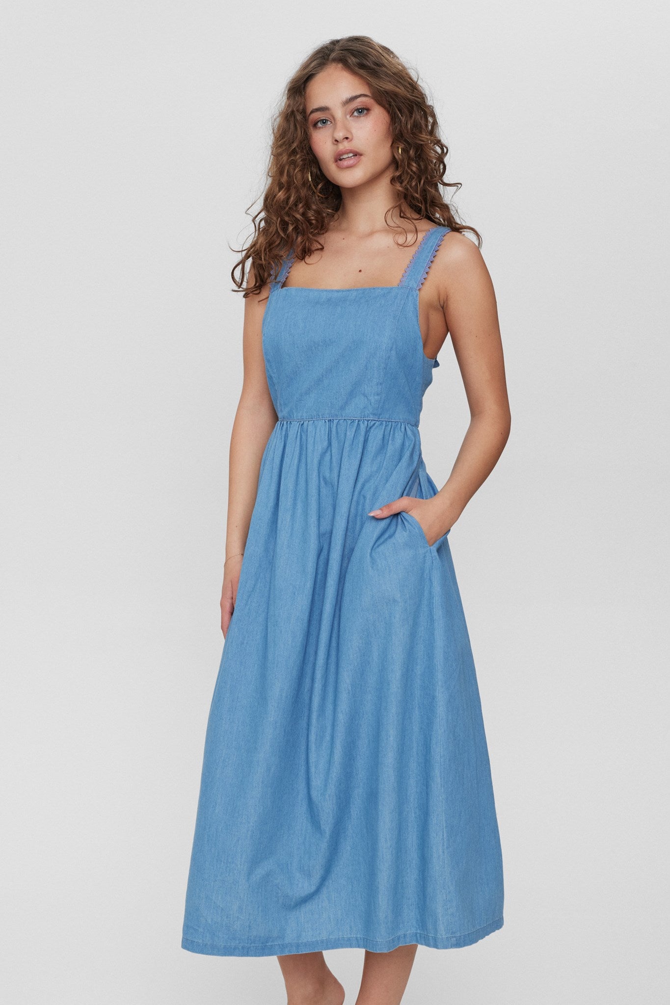 white christmas dresses WAVE DENIM VINTAGE DIRTY BLUE DRESS – NO/FAITH STUDIOS main image 0