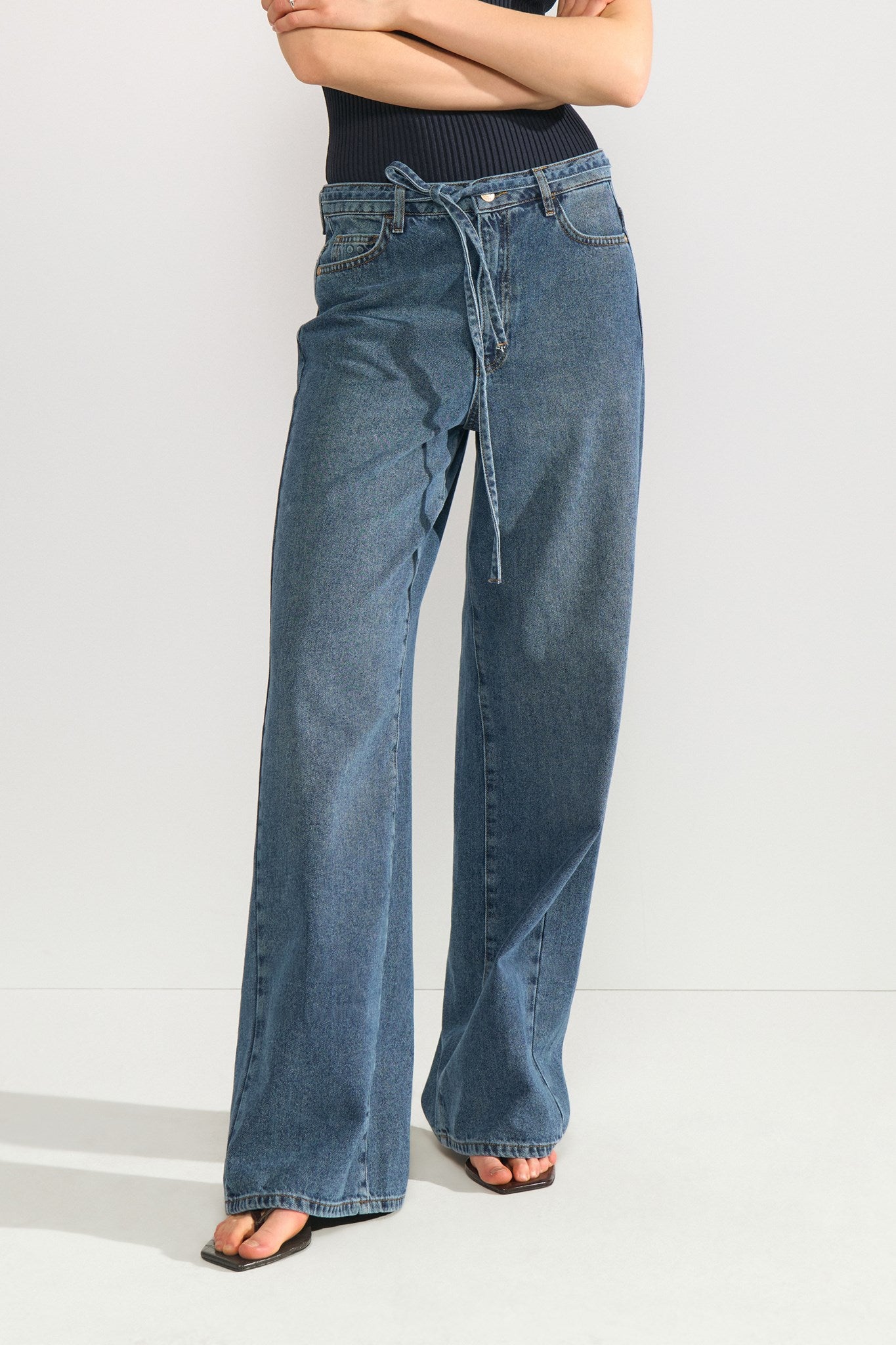 【soor ploom】 Retro Jean Blue Denim 10y NUBROOKLYN HR WIDE JEANS - P3013 - Medium Blue Denim