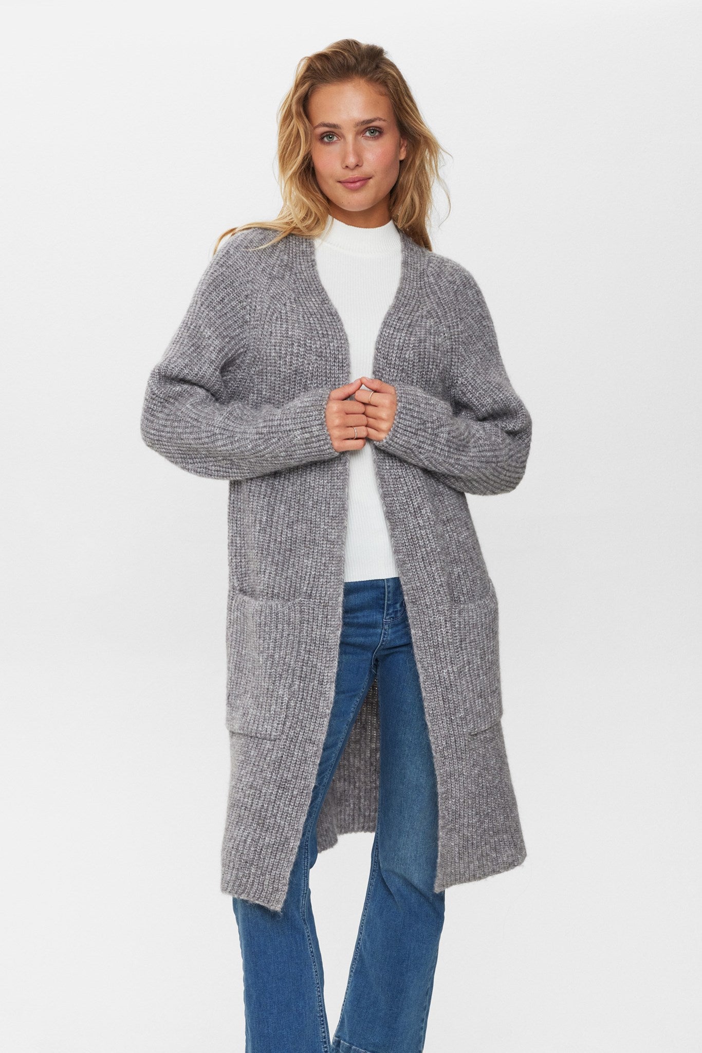 NUZINDI LONG CARDIGAN Storm Front Melange