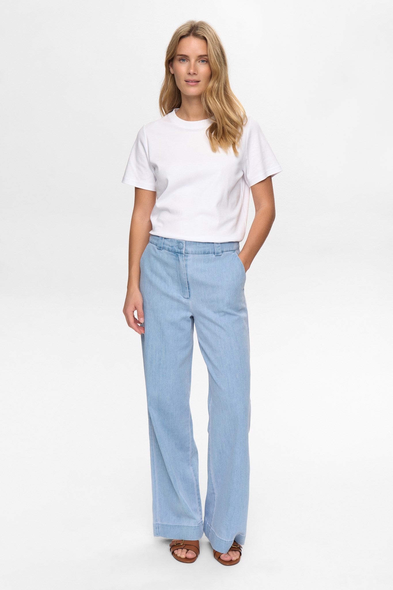 NUALETTA - PANTS - Light Blue Denim