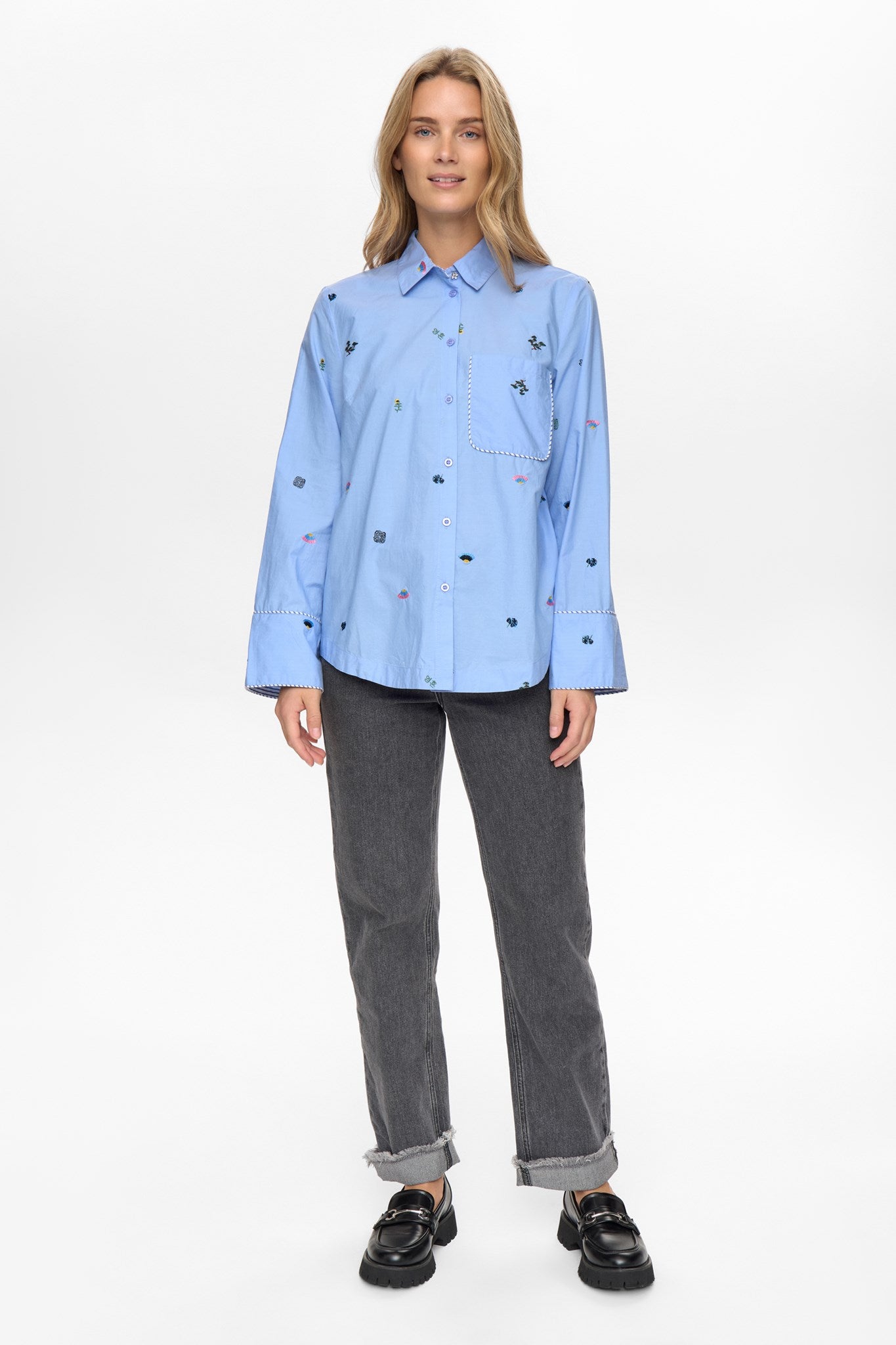 NUCHIRO BOXY SHIRT - Hydrangea