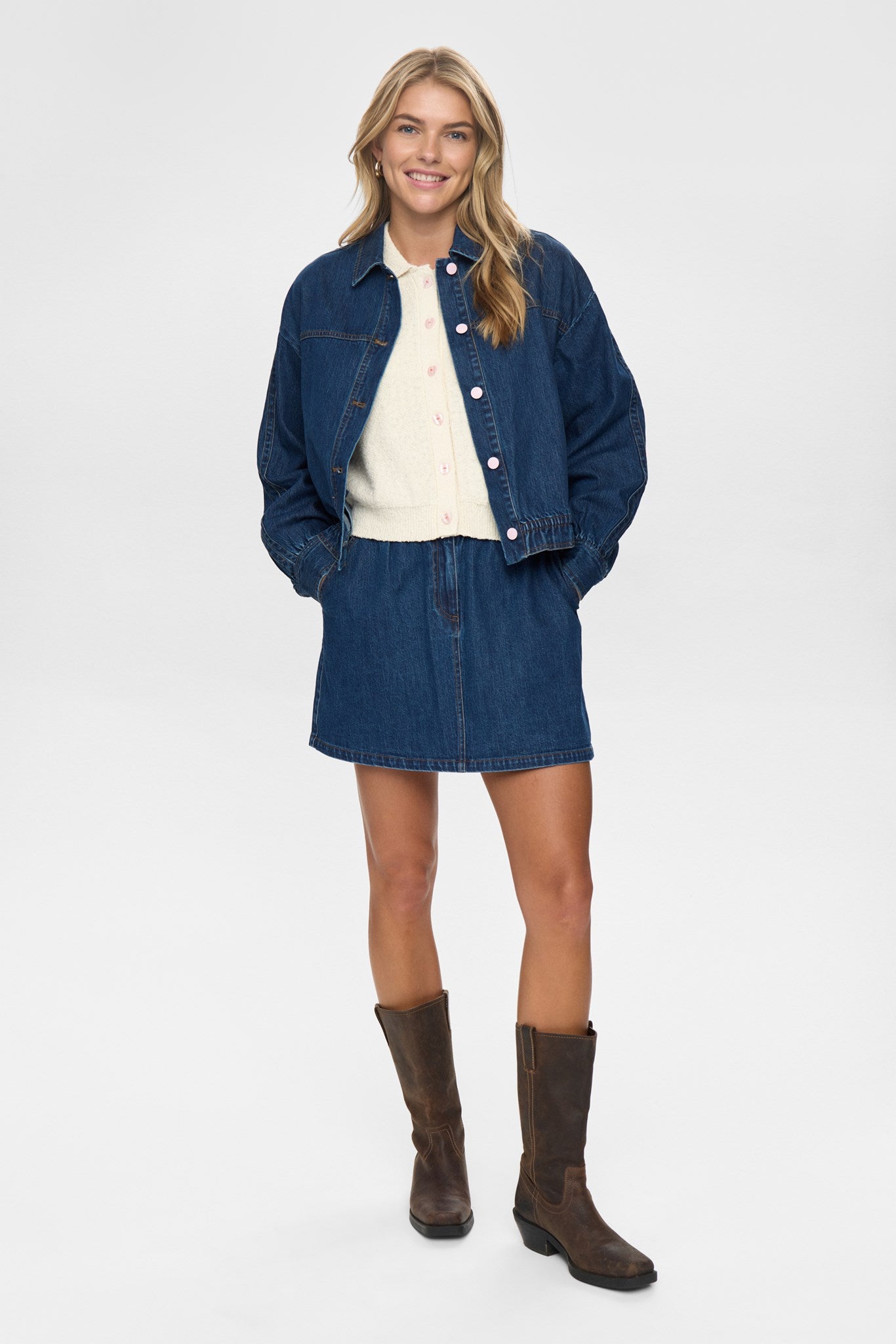 ジャケット・アウター archives coated denim jacket nomassprod NUADDISON JACKET - Medium Blue Denim