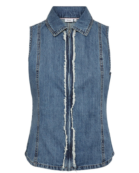 NUSANDIE VEST - Medium Blue Denim