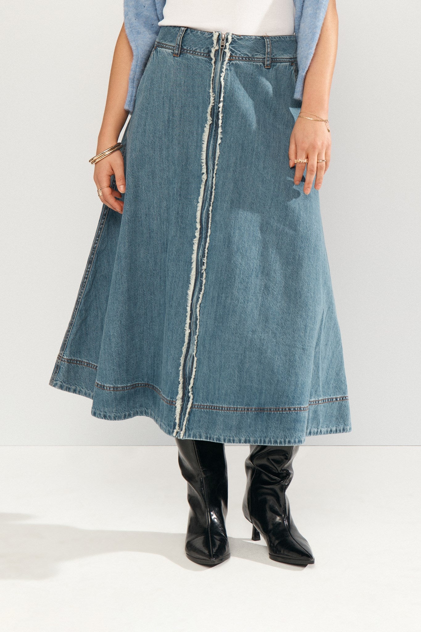 NUSANDIE SKIRT - Medium Blue Denim
