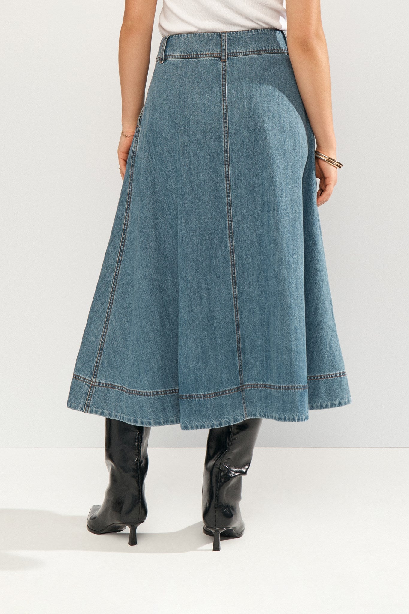NUSANDIE SKIRT - Medium Blue Denim