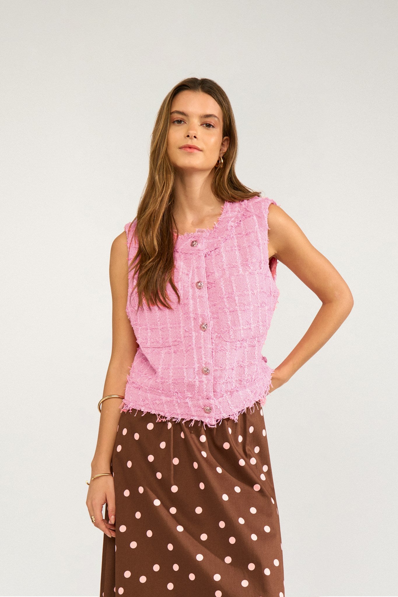 トップス Nagonstans peplam vest 470IS430-0811 NUKAMILLA VEST - Prism Pink