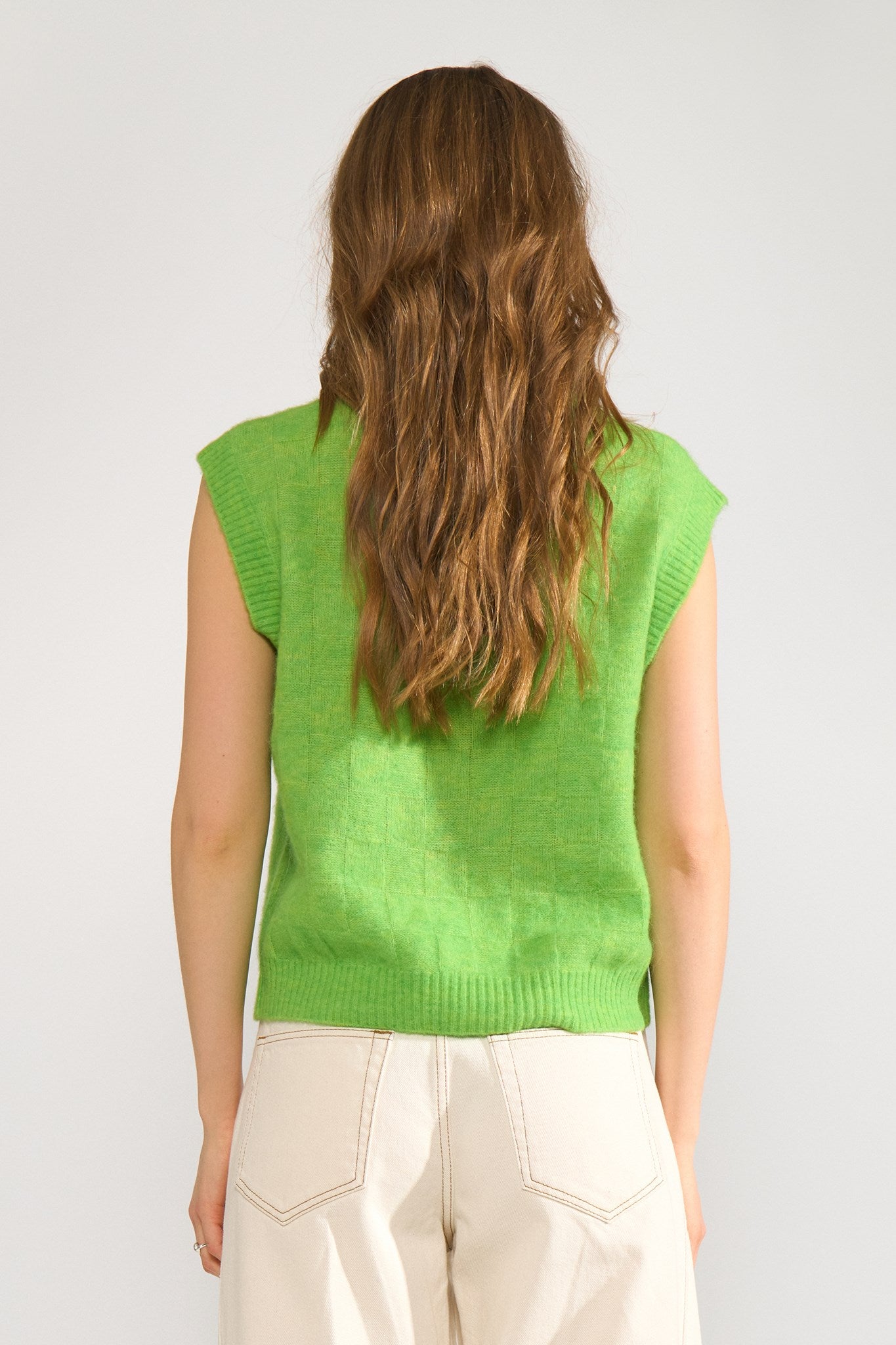 NURIETTE CHECK VEST - Jasmine Green