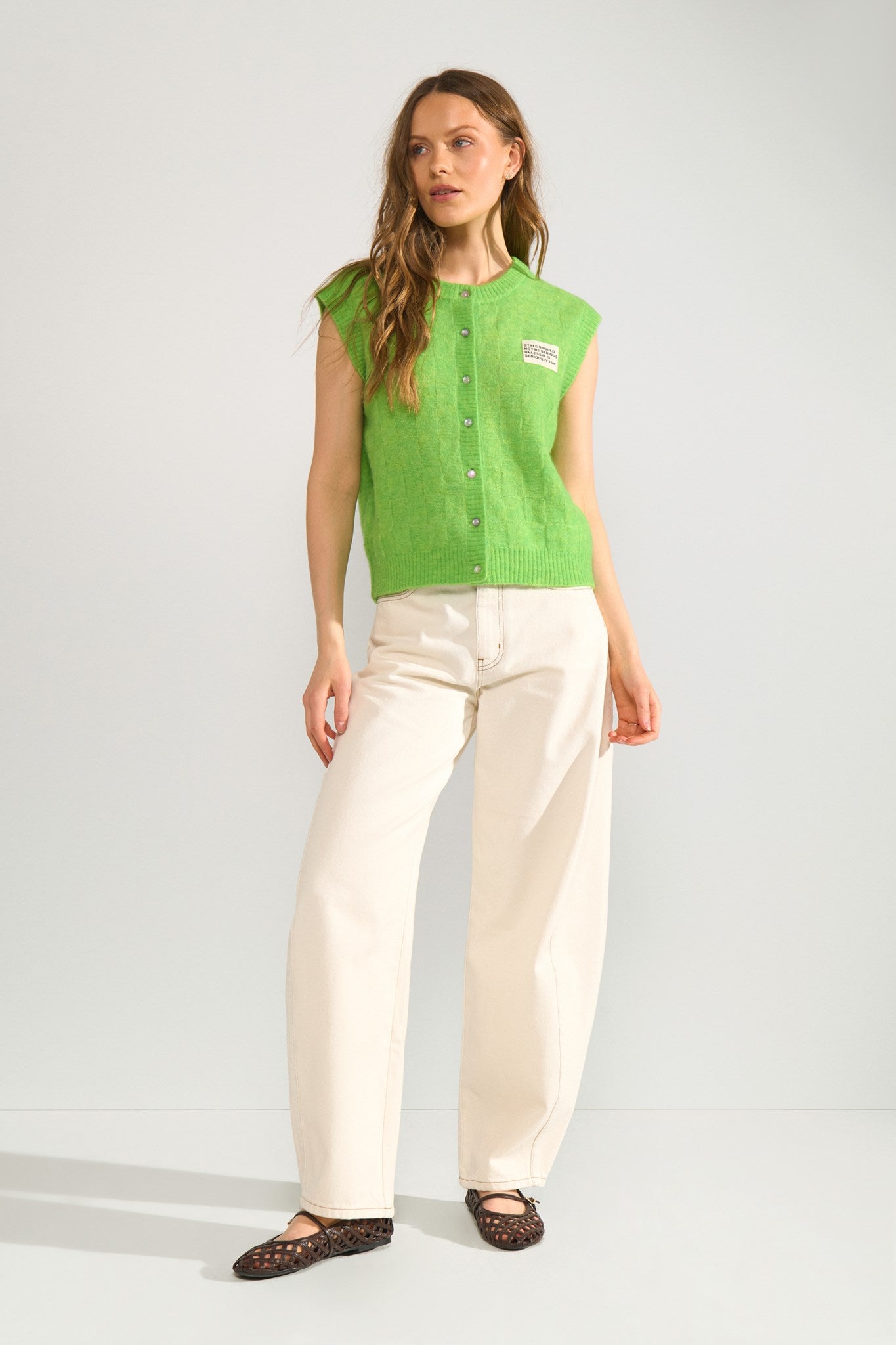 NURIETTE CHECK VEST - Jasmine Green