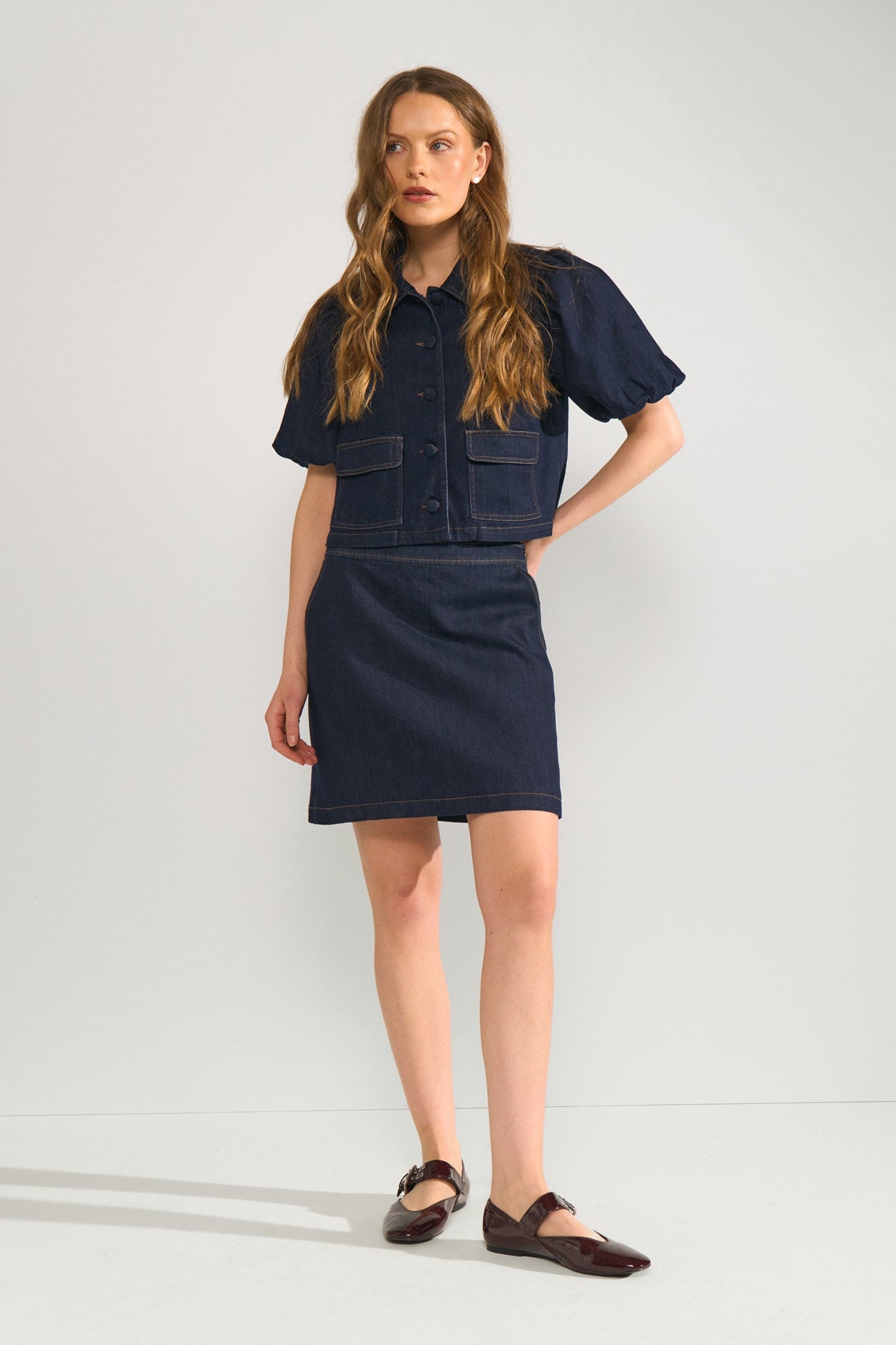 NUALETTA SS SHIRT - Dark Blue Denim – Numph DK