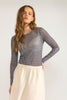 NUSINE STRIPED MESH BLOUSE - Floaty Blue