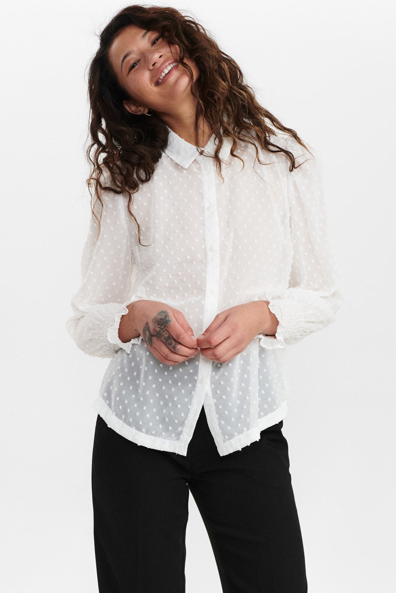 PCPINA LS Shirt, cloud dancer, S PCPINA LS Shirt, cloud dancer, S