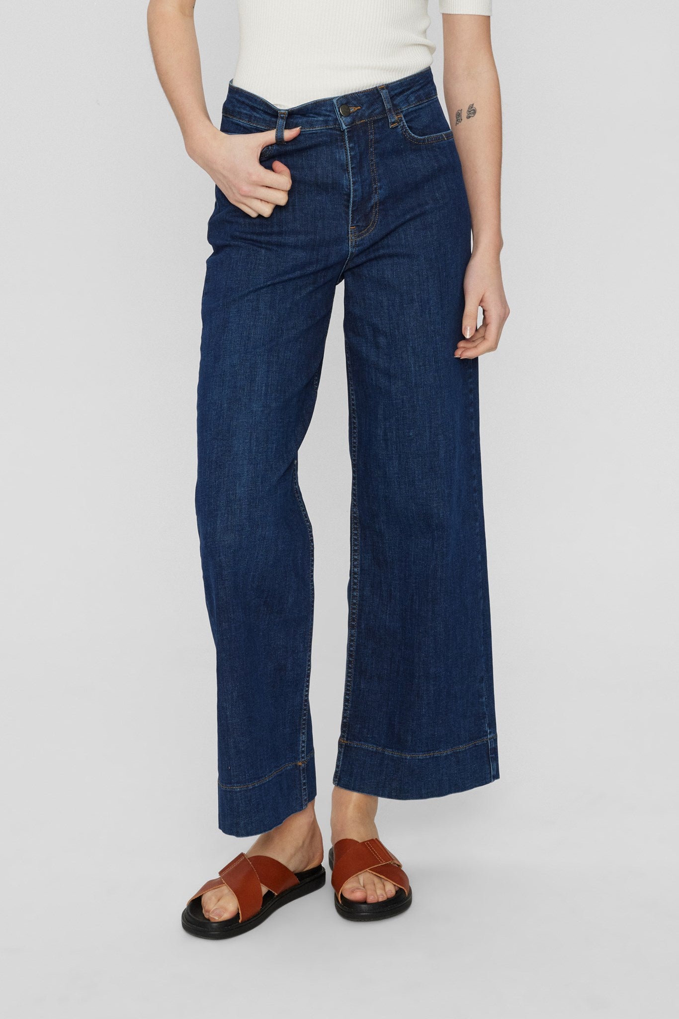 NUPARIS CROPPED JEANS - DARK BLUE - Dark Blue Denim